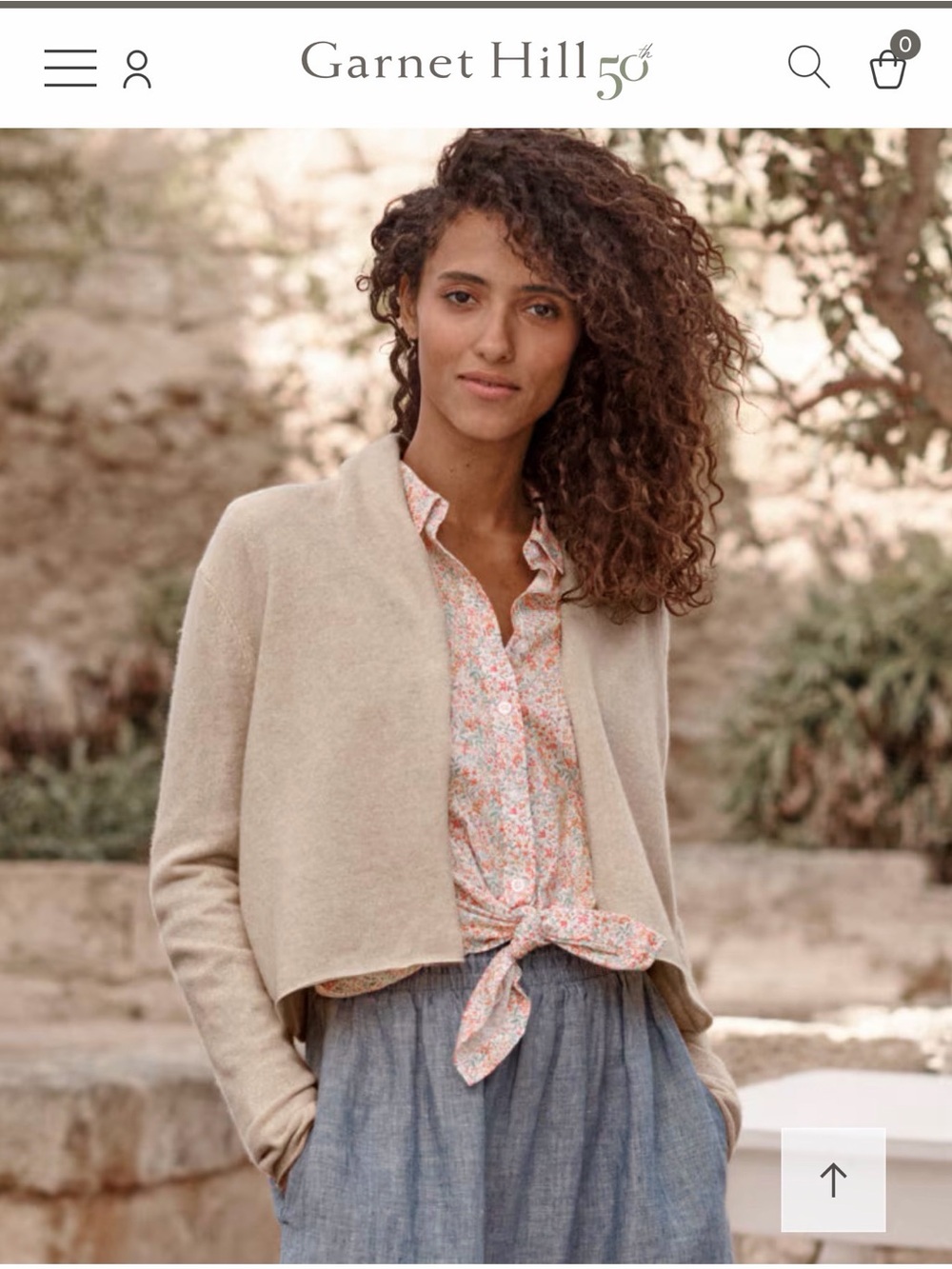 Garnet Hill Beige Cropped Open-Front Women's Cardigan